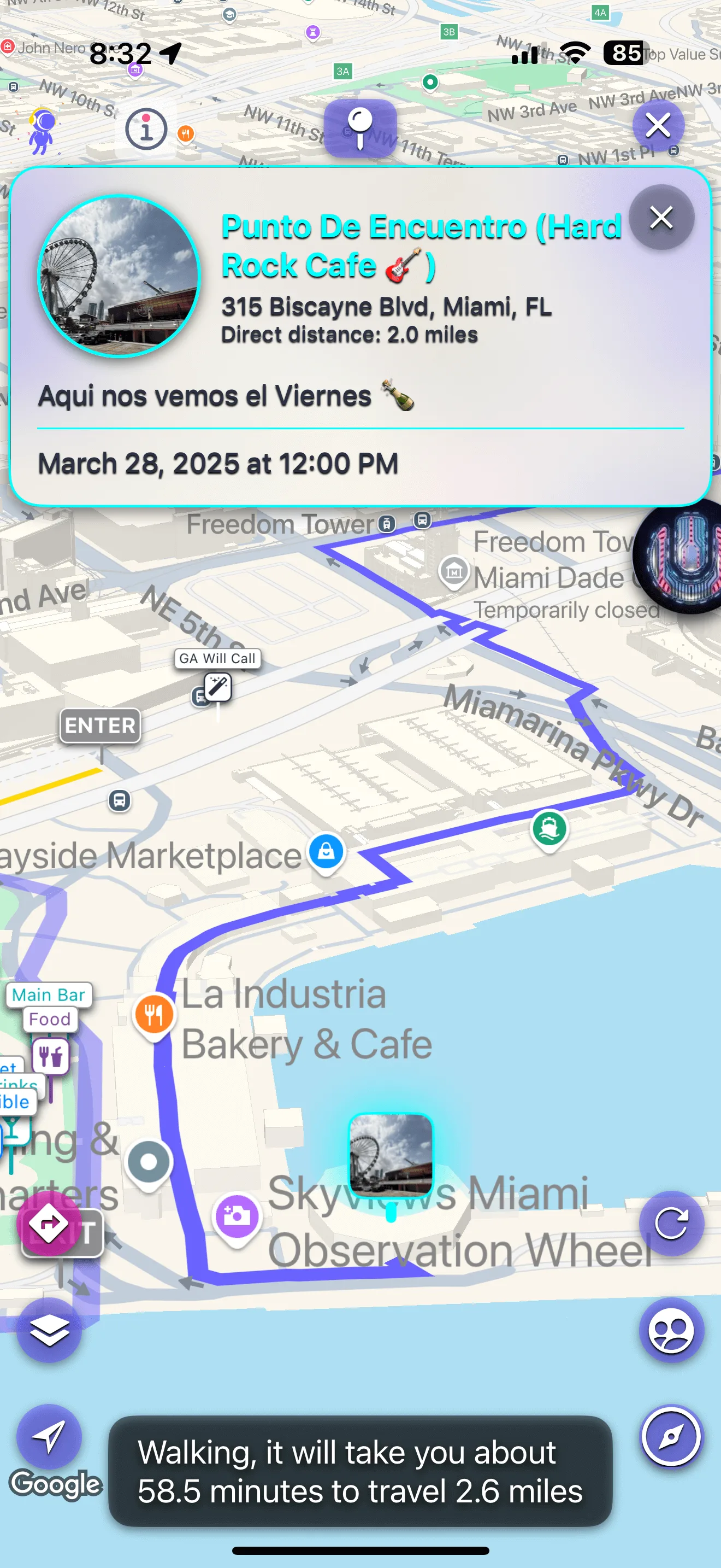 A meet point being set in FindTribe