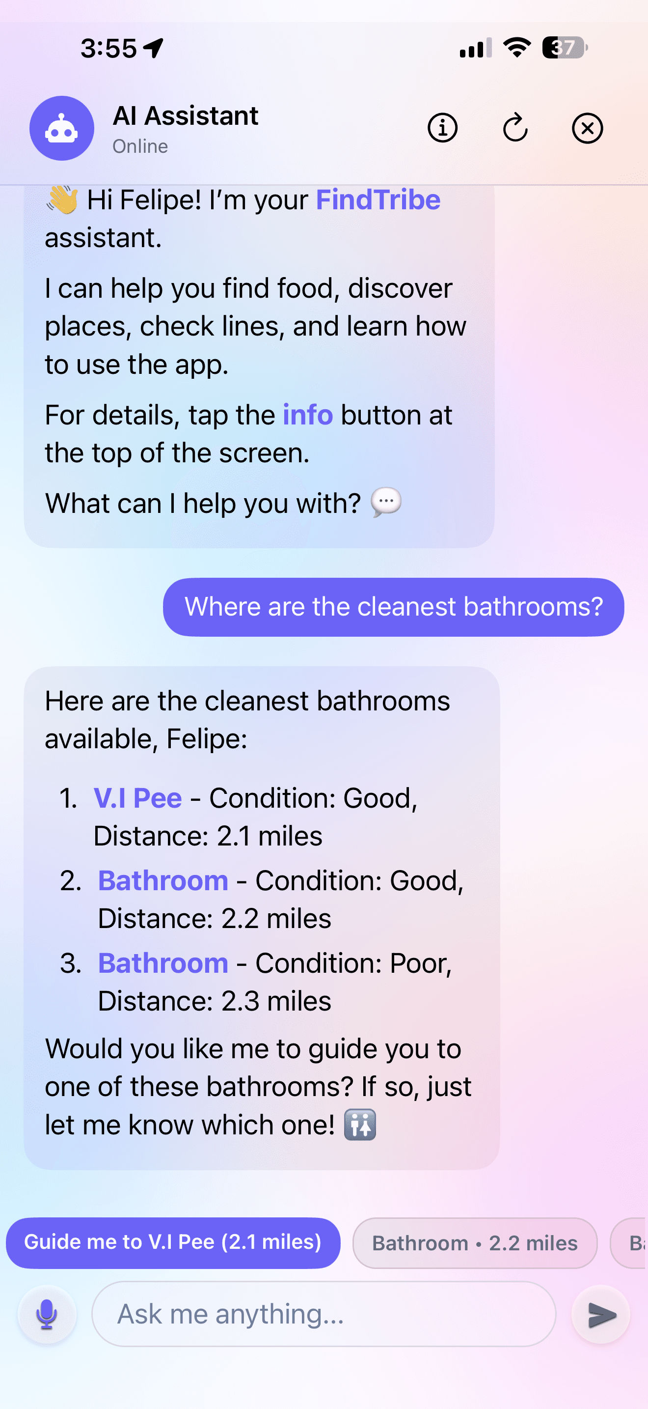 Chat with event assistant AI