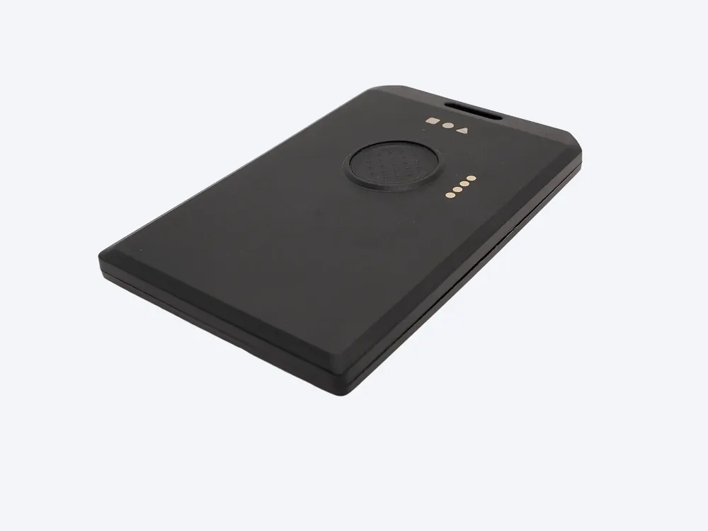 RAK WisMesh Tag: a small black tag with a lanyard slot