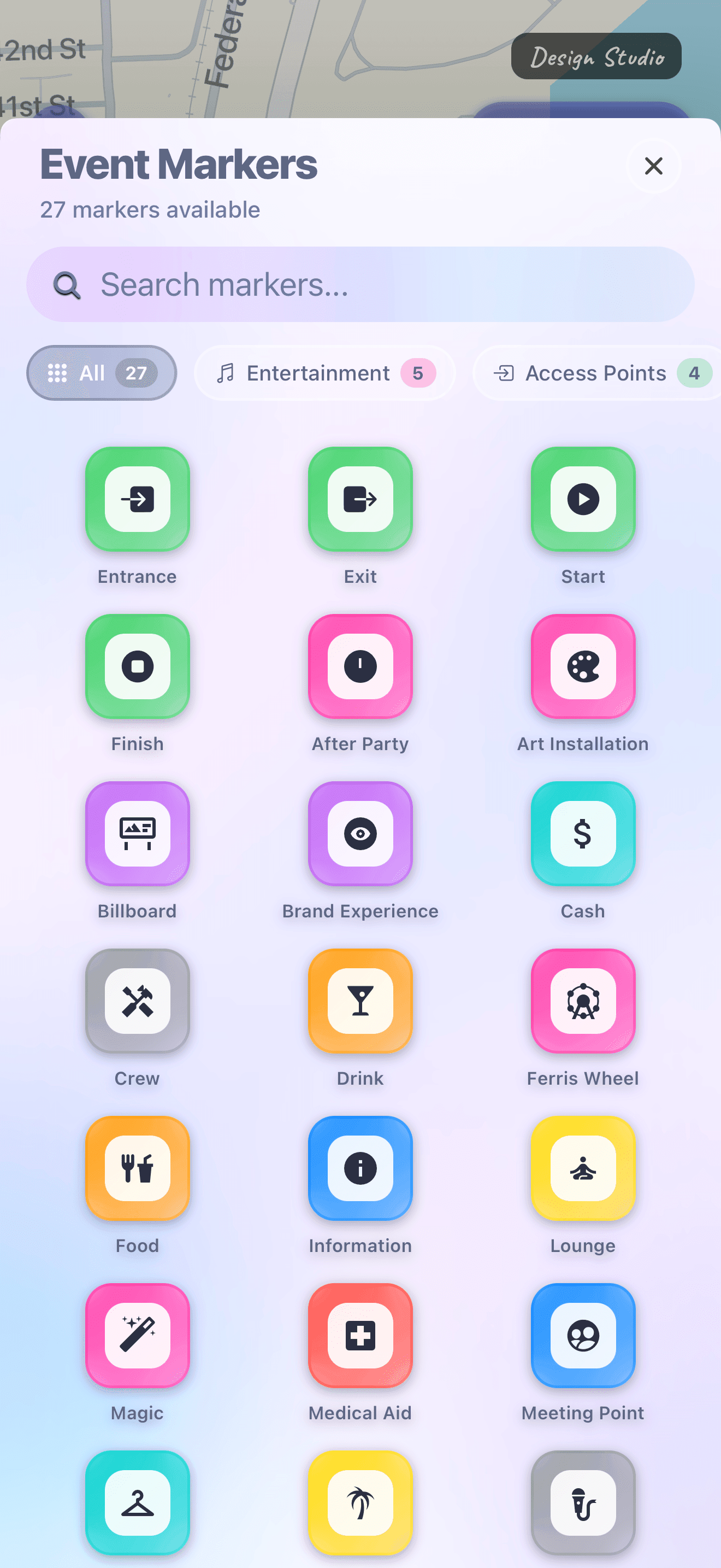 Event markers for building maps