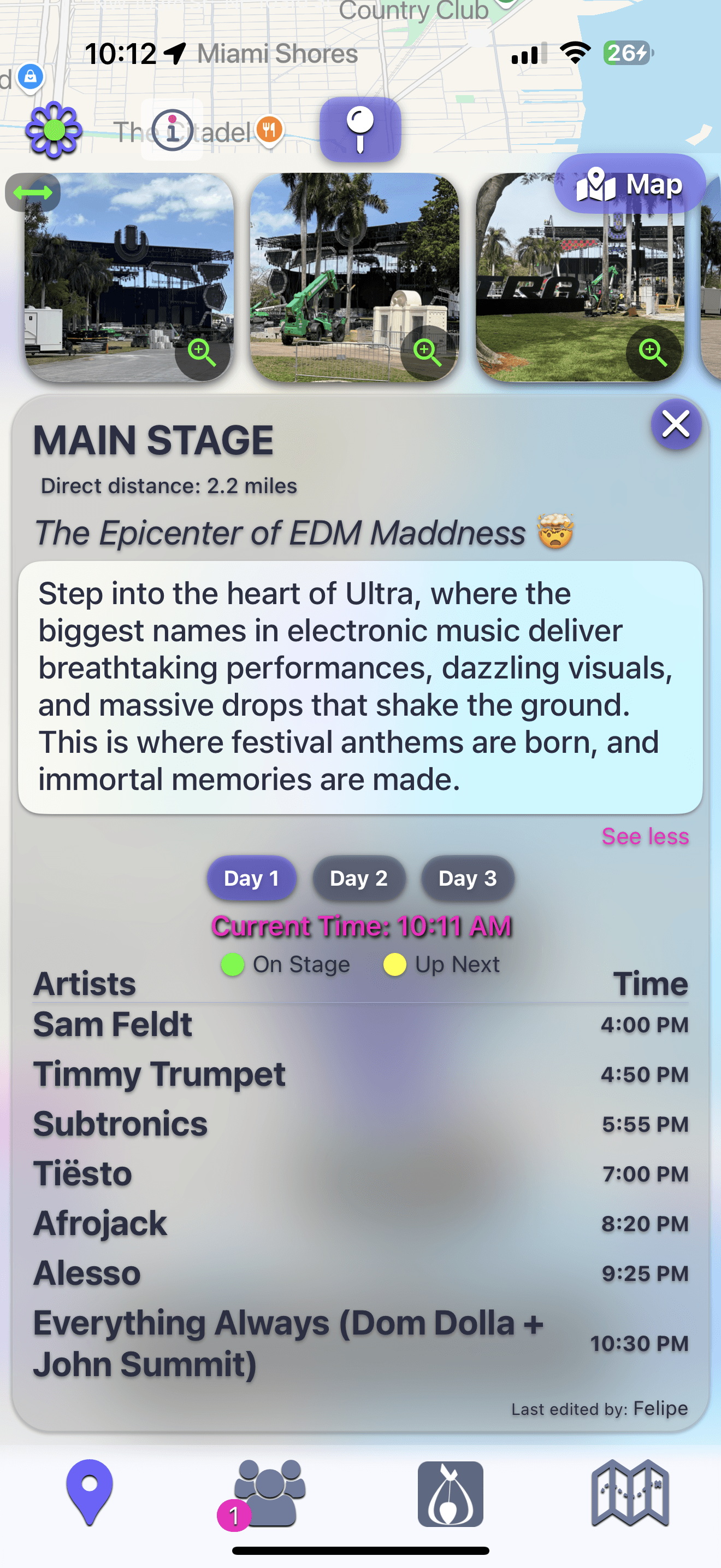Stage schedule